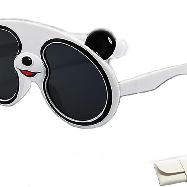 Sunglasses for ages 3+ featuring a cute panda cartoon design and polarized lenses; suitable for outdoor sports, beach parties, and toddlers