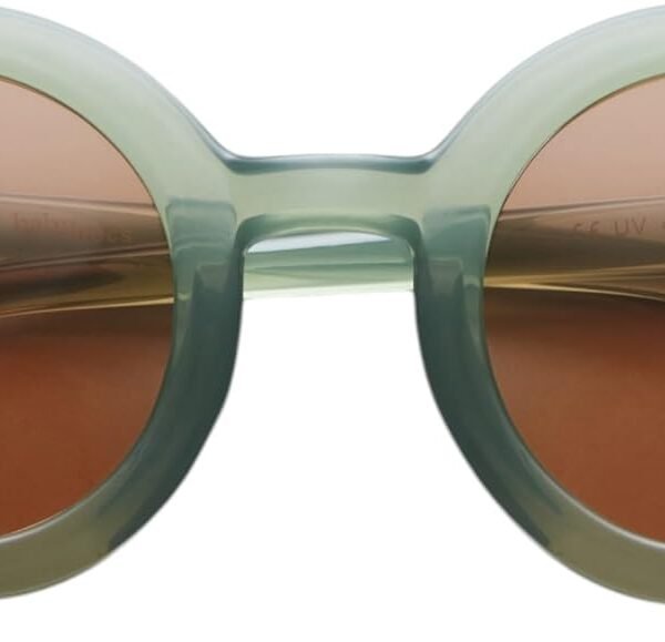 Classic kids' sunglasses (ages 1.5–7); made from recycled organic plastic; 100% UV400 protection (Cat. 3); round frames; BPA-free; Swedish design, handmade (olive green)