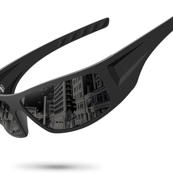Polarized sports sunglasses (durable frame, wrap-around design; suitable for cycling and fishing; UV400 protection)