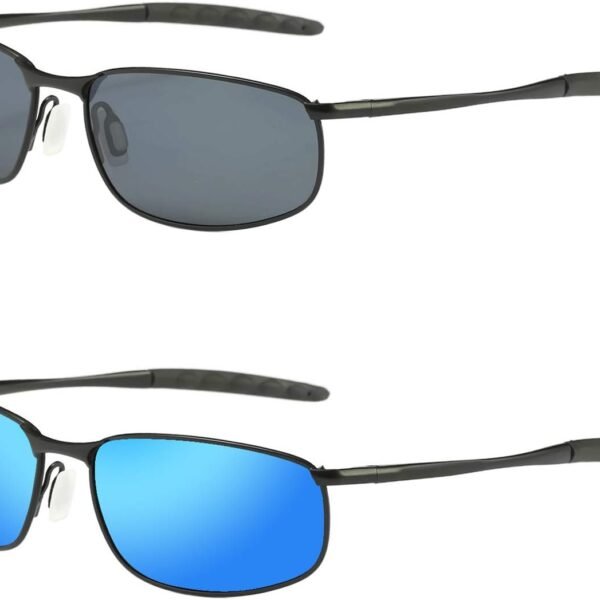 Men's Polarized Sun... Wraparound Sunglasses (Curved metal frame; suitable for fishing, sports, and driving; case included)