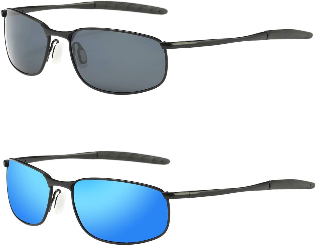 Men's Polarized Sun... Wraparound Sunglasses (Curved metal frame; suitable for fishing, sports, and driving; case included)