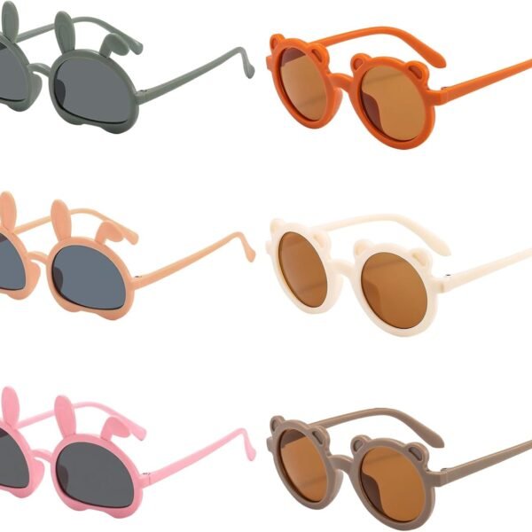6-pack of kids' sunglasses; safe and comfortable; suitable for parties, gifts, outdoor use, and the beach; assorted colors