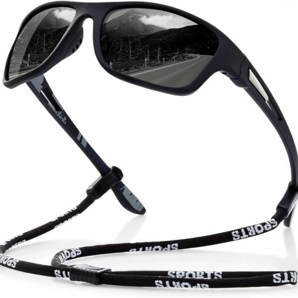 Men's polarized sports sunglasses (UV400 protection, wrap-around design; suitable for driving and fishing)