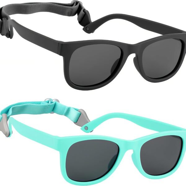 2-Pack polarized sunglasses for toddlers/young children (includes strap); UV protection; available for ages 0–24 months or 2–8 years