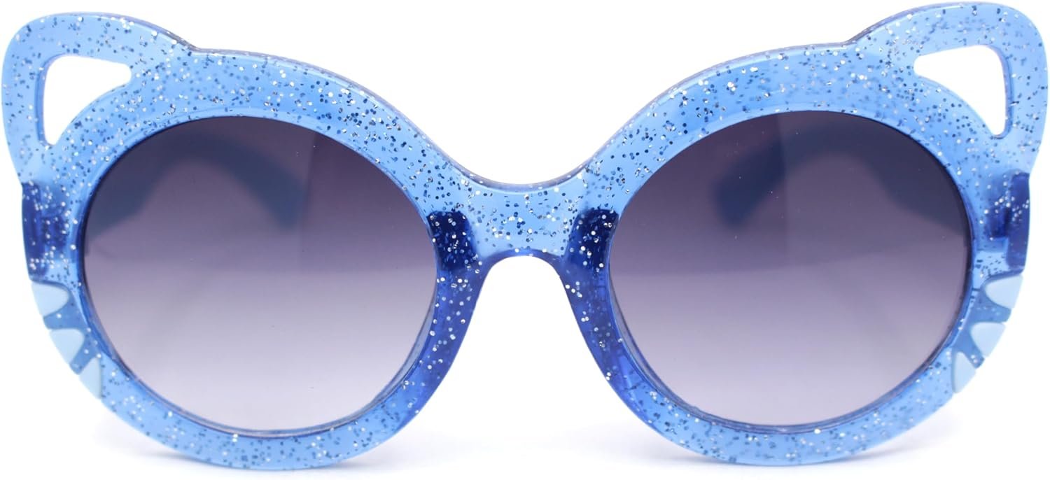 Round plastic sunglasses with cat-ear details for children - Image 2